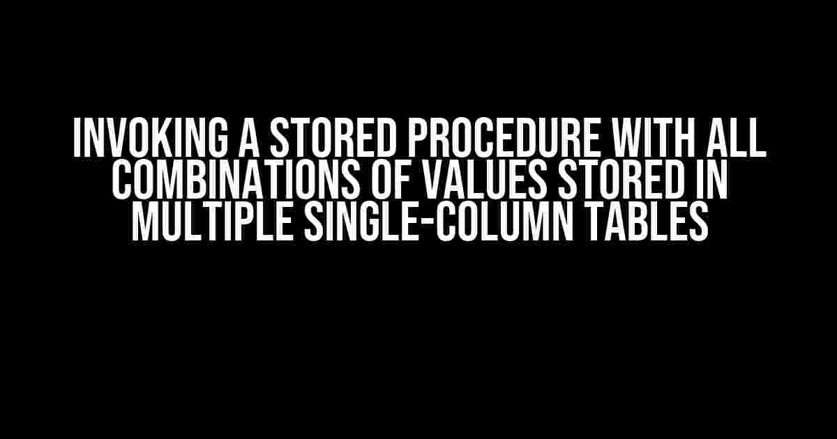 Invoking a Stored Procedure with All Combinations of Values Stored in Multiple Single-Column Tables